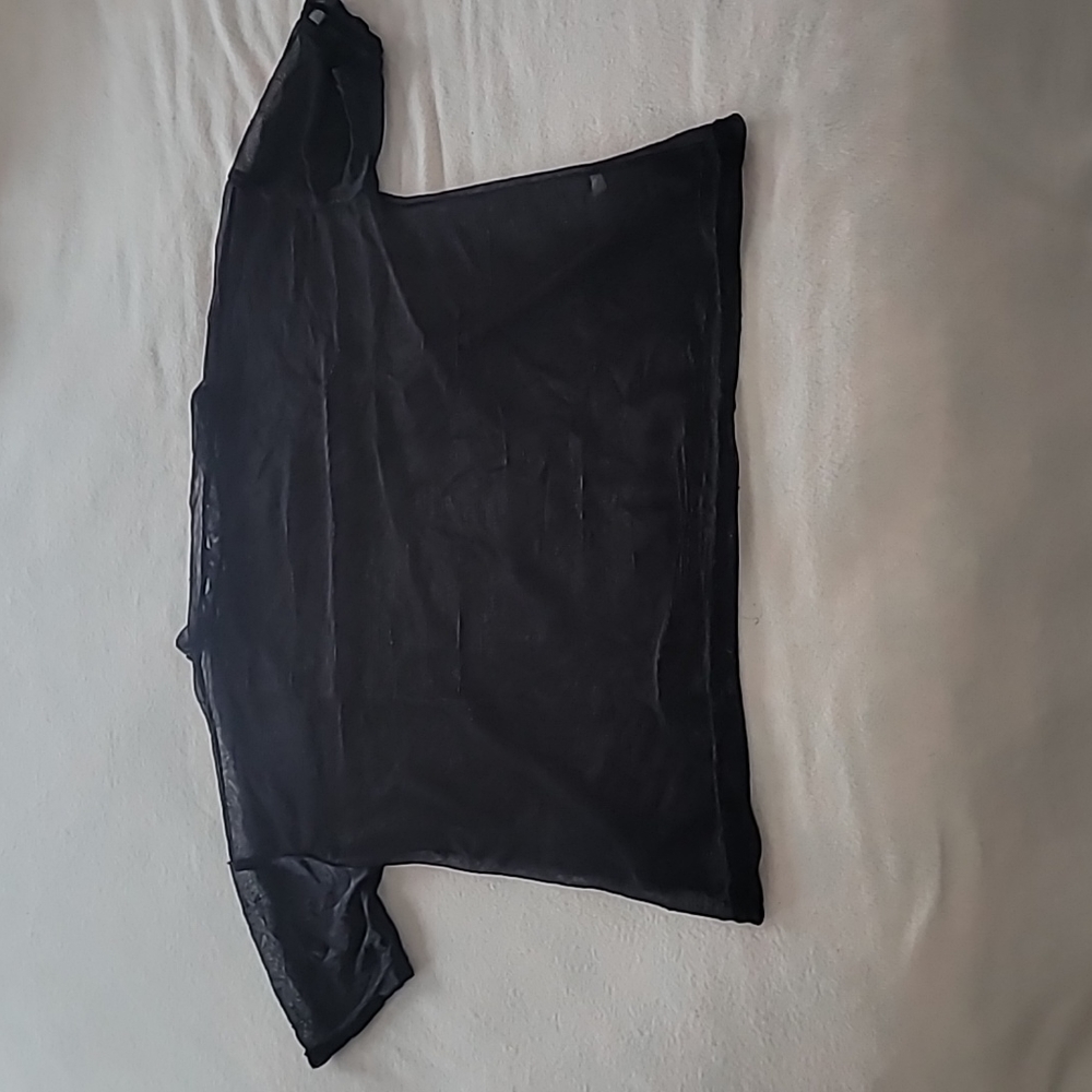 Sheer, Black, Short Sleeve Shirt